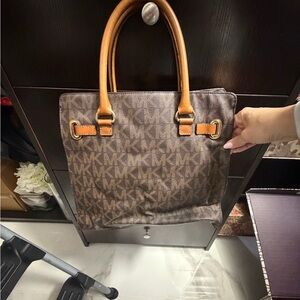 Michael Kors Signature Brown Tote with Tan Handles